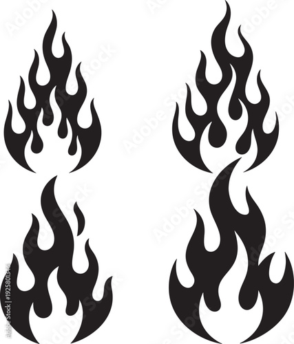 Decorative Flame Fire Silhouette Vector Art for Tattoo Design Festival Branding and Creative Typography