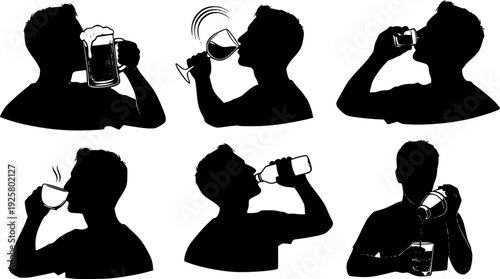 Man drinking silhouette vector illustration on white background