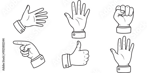 hand,gesture,set line art illustration for nonverbal communication guide vector graphic for autism support