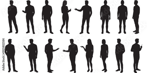 people,interaction,group silhouette flat design for social dynamics visual vector graphic for sociology textbook