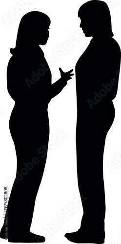 two women making chat, silhouette vector