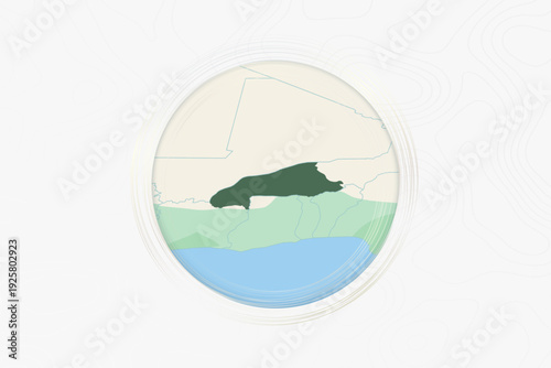 Stylized Map of Burkina Faso with Neighboring Areas.