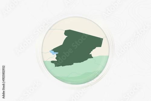 Stylized Map of Chad with Neighboring Areas.