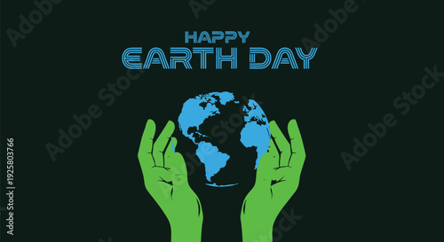 Earth Day vector graphic with hands holding globe