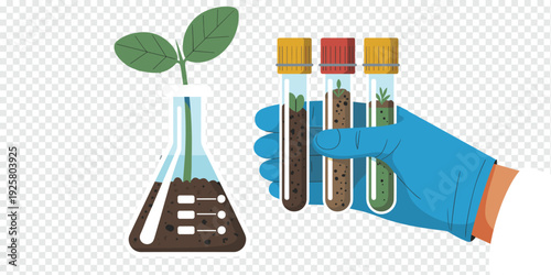 Scientist Studying Plant Growth in Lab Isolated on Transparent Background Biotechnology Research Concept