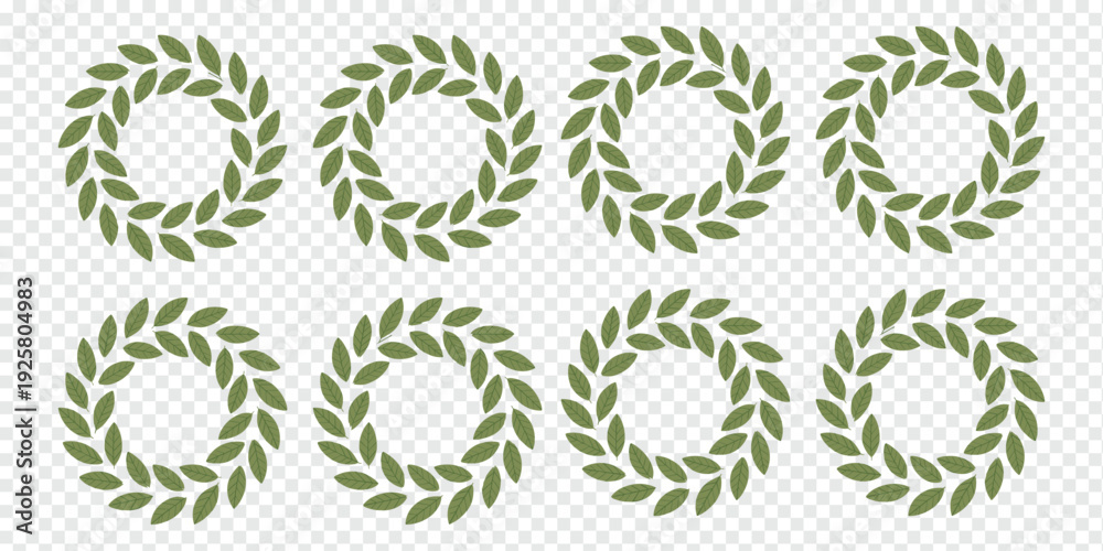 Fototapeta premium Green Laurel Wreaths Isolated on Transparent Background Award and Honor Concept