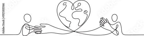 One continuous line drawing of World Humanitarian Day vector illustration. World Humanitarian Day themes design concept in simple linear continuous line. one line art icon drawing vector