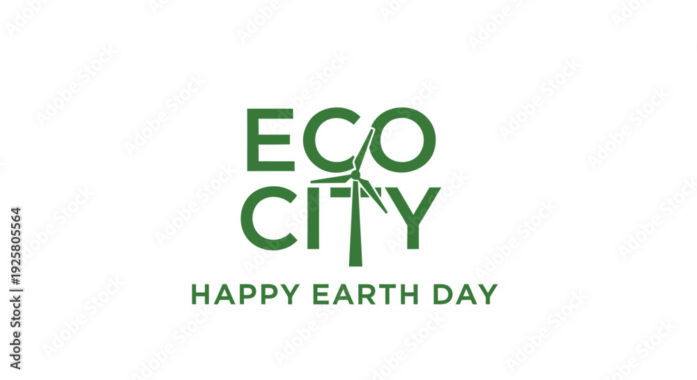 Fototapeta premium Eco city Happy Earth Day logo vector