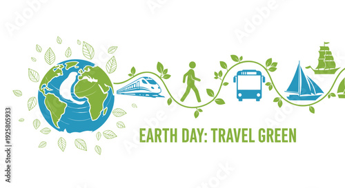 Earth Day eco-friendly travel icons