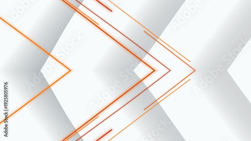 Futuristic White Geometric Background with Glowing Orange Lines