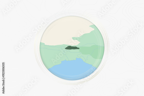 Stylized Map of Bhutan with Neighboring Areas.