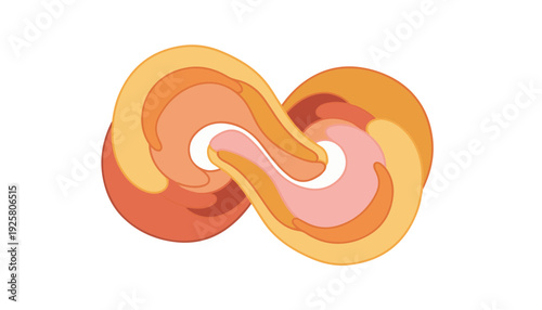 Ceramic Smooth Surfaces Colliding and Merging Abstract Infinite Shape Modern Minimalist Sculpture for Interior Design Branding