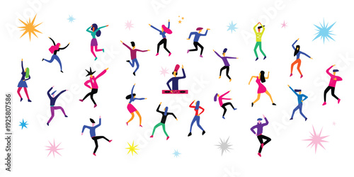Dancing people music party vector illustration