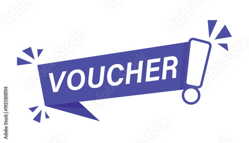 Blue voucher icon flat design for digital discount coupon reward promotion and ecommerce sales offer.