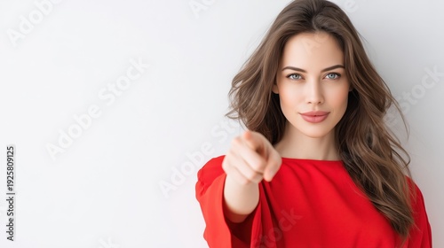 Wallpaper Mural Confident Woman Pointing Forward with Positive Expression Torontodigital.ca