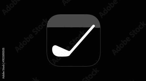 A simple, rounded square icon featuring a golf club on a black background