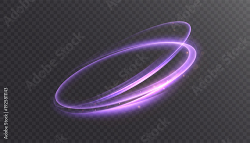 A purple glowing energy vortex with smooth motion blur and sparkling particles. A futuristic lighting effect for interfaces, portals, logos, banners, and overlays.