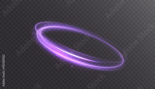 A glowing purple elliptical energy vortex with smooth motion blur and a soft aura. A futuristic light vortex for interfaces, portals, logos, banners, and overlays.