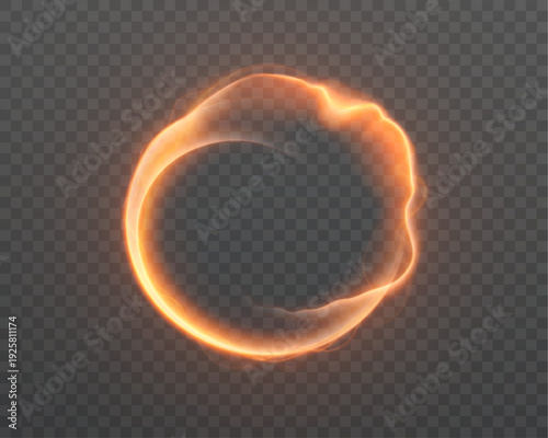 A fiery orange energy ring with a plasma glow and a soft smoky aura. A hot circular vortex for portals, interfaces, backlighting, and game effects. Vector