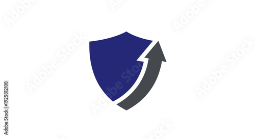 Shield Icon with Upward Arrow Symbolizing Protection and Growth in Business