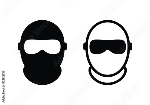Two stylized faces wear protective balaclava.