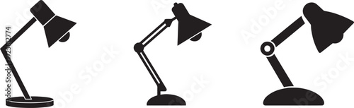 Set of adjustable desk lamp icons, modern table light silhouettes for office and study desk vector illustration.