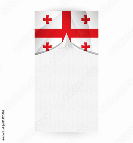Travel to Georgia, Stylish Travel Banner with Flag and Paper Airplane.