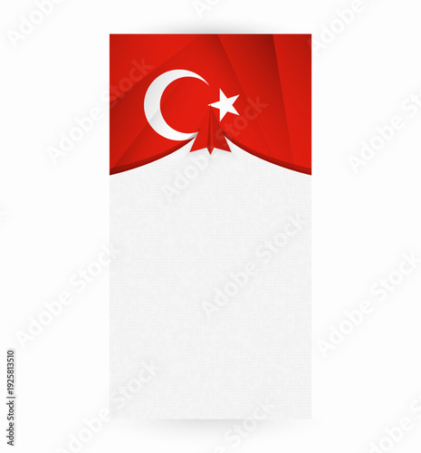 Travel to Turkey, Stylish Travel Banner with Flag and Paper Airplane.