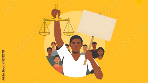 Diverse group protesting for justice equality.