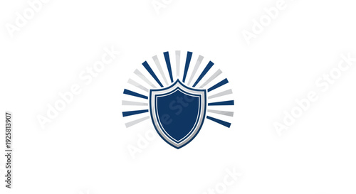 Shield Logo Design With Sunrays, Representing Protection Security And Strength