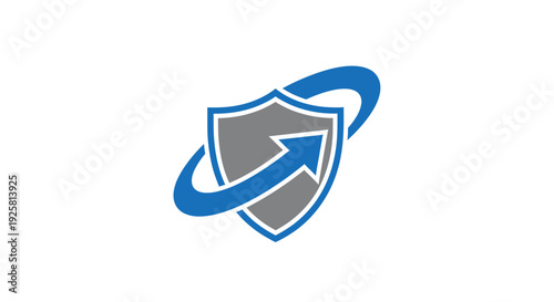 Shielded Advancement Symbol With Arrow Indicating Development and Protection