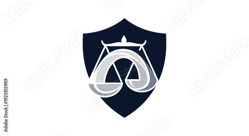 Shielded Emblem Incorporating Scales for Legal Businesses and Justice Symbolism