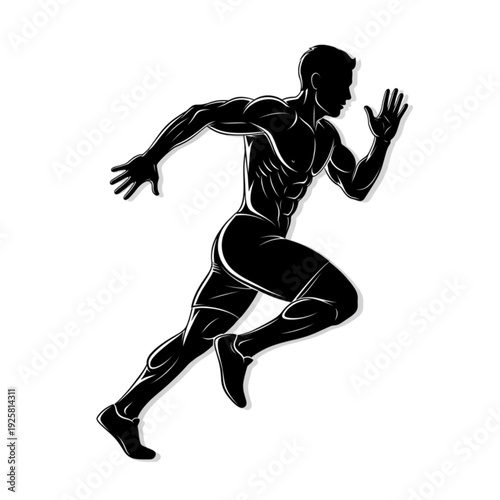 Man running in athletic motion fast isolated on transparent background.