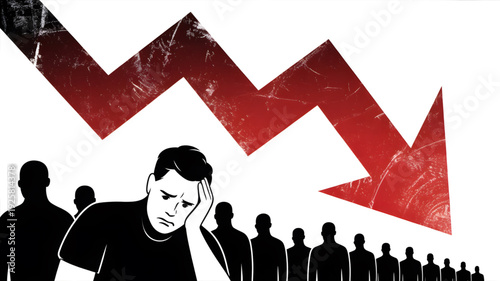 Businessman stressed by falling stock market.