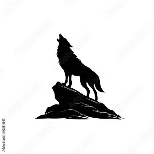 silhouette of a howling wolf