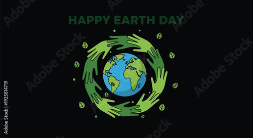 Earth Day icon with hands and globe