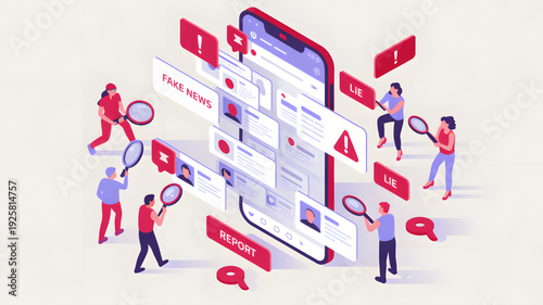 People interacting with large smartphone.