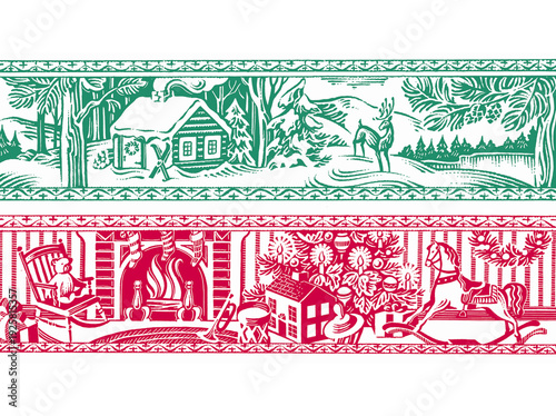vintage style winter and xmas scenes