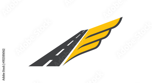 Speedy Transportation: Illustrative Wing Symbolizing Fast Road Travel Routes