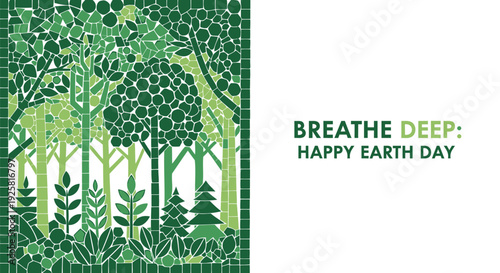 Earth Day forest icon set, Breathe Deep theme, green style