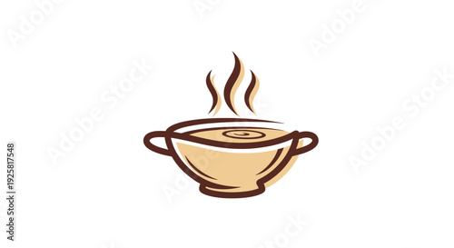 Steaming Soup Bowl Food Icon Depicting Hot Delicious Meal and Culinary Delight