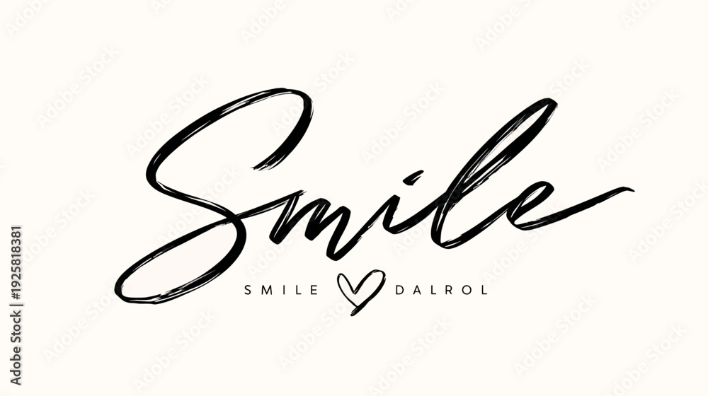 Obraz premium Elegant smile calligraphy design with heart symbol on neutral background