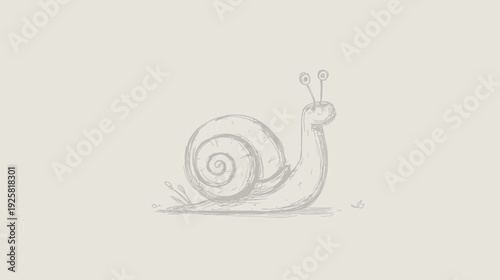 Cartoon snail illustration whimsical graphic with detailed sketch style