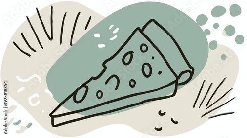 Pizza slice illustration on abstract background for food and culinary design