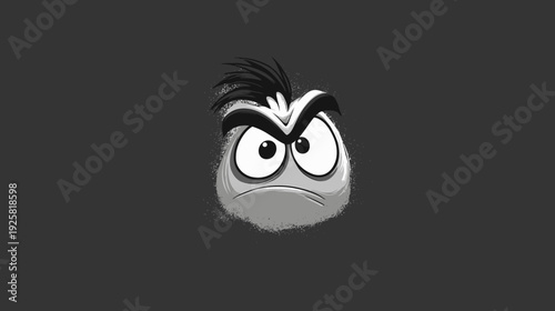 Cartoon angry face with dark grey background depicting frustration and displeasure
