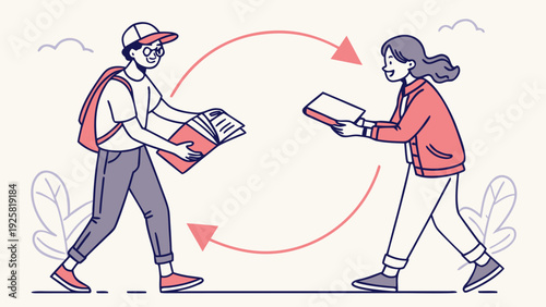 People exchanging documents in a modern workflow