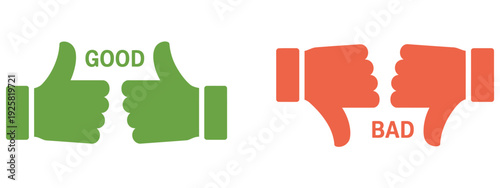 Up and down hand icon collection, vector set of thumbs up, thumbs down, and check mark symbols for user ratings, voting, feedback systems, and digital interface design.