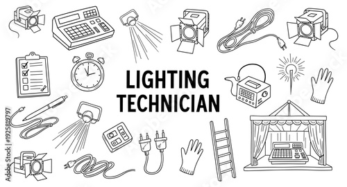 Lighting technician's essential tools and equipment for stage production and event setup