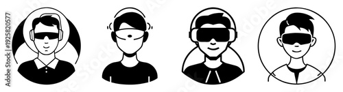 Silhouette avatar icon pack with diverse faces flat design vector illustration