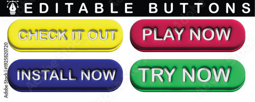 Colorful editable buttons for modern website design elements